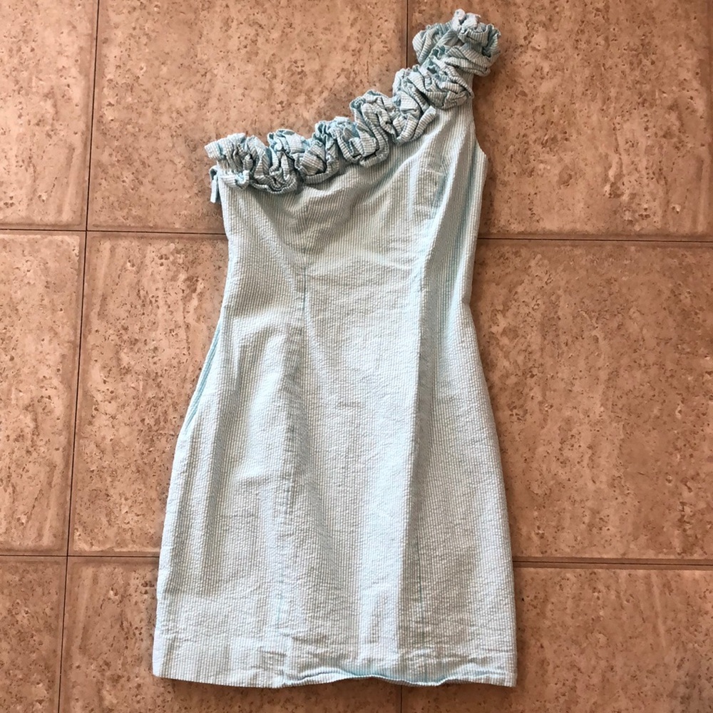 Lilly Pulitzer one-shoulder seersucker dress, 2